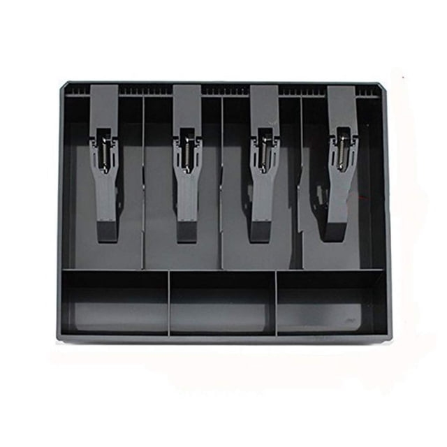 Cash Register Drawer Insert Tray Black 4 Grid Coin Drawer Cash Box for Supermarket Hotel Resturant Cashier