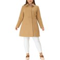 thumbnail image 2 of Agnes Orinda Women's Plus Size Coats Notched Lapel Single Breasted Winter Long Peacoats 3X Khaki, 2 of 7
