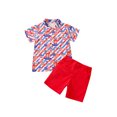 thumbnail image 3 of Honganda Boy?s Independence Day Short Sleeve Shirt and Solid Color Shorts Set, 3 of 8