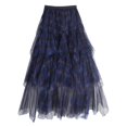 thumbnail image 5 of YUEHUA Vacation Outfits Long Skirts for Women Elegant Smock Layered Boho Maxi Skirt Elastic High Waist Dress, 5 of 5