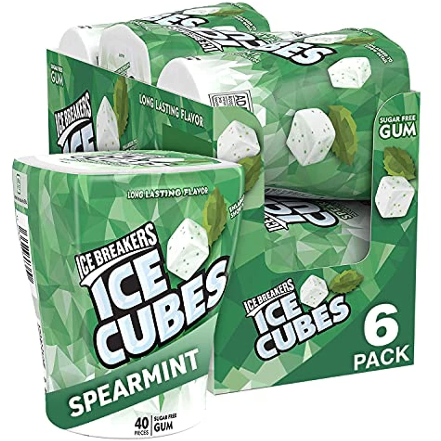 Ice Breakers Ice Cubes Spearmint Flavored Sugar Free Chewing Gum, Made