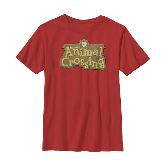 Boy's Nintendo Animal Crossing Title Logo  Graphic Tee Red Small