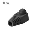 thumbnail image 2 of Black 6mm Hole Dia RJ45 Boots Cover Anti Dust Plastic Protector for Network Cable Cat5 Cat5E Cat6 50Pcs, 2 of 3