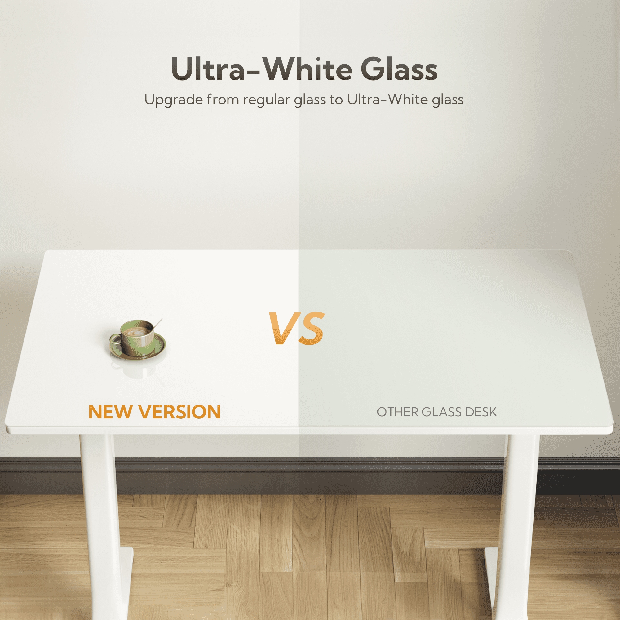 INNOVAR Glass Standing Desk - Electric Glass Top Standing Desk 40x24 inch Small White Stand up Desk Adjustable Height Sit to Stand Computer Work & Study Rising Desk for Home Office