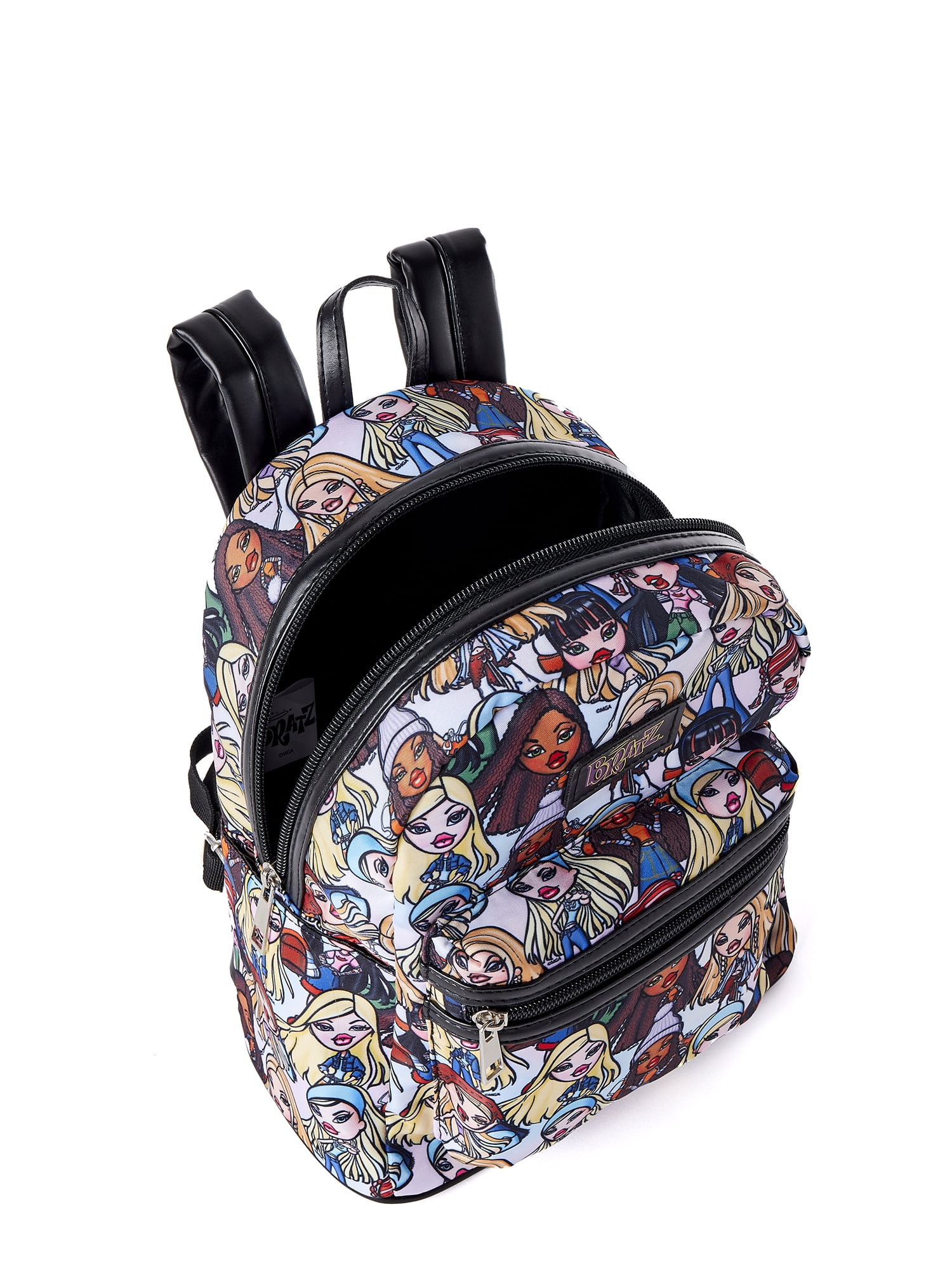 Bratz Women's All over Print Nylon Mini Backpack, Black Multi-Color