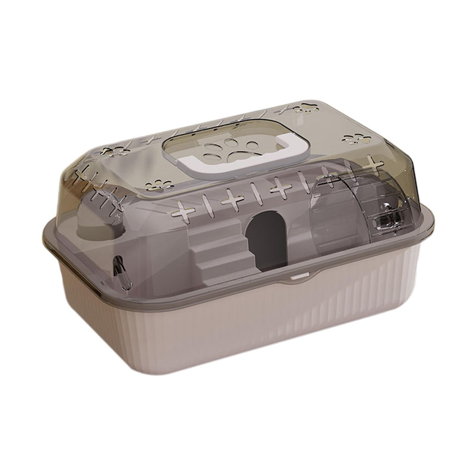 balikha Travel Transparent Hamster House Hamster Carry Case Cage Ventilation Portable Hamster Cage for Guinea Pigs Rats Small Animals Gray