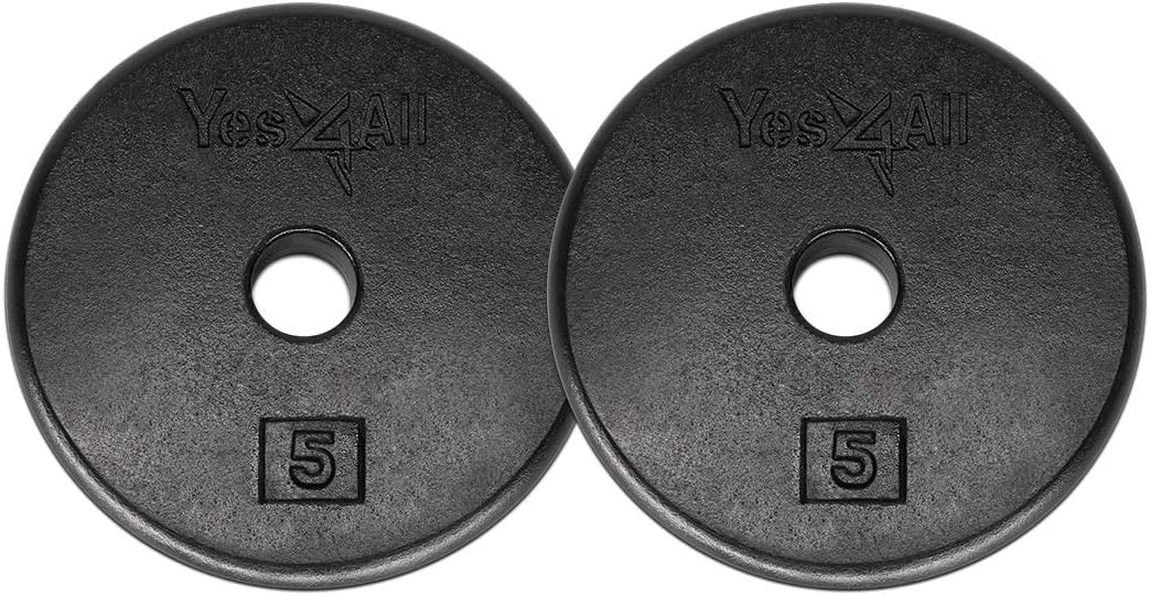 4 x 5kg for 1" Barbell or Dumbbell Opti Cast Iron Weight Plates 20kg Total 