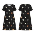 thumbnail image 3 of Bixox Robe d'Été à Manches Courtes pour Femmes Robe Ample Longueur Genou avec Poches-Dunny Chicken, 3 of 7