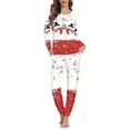 thumbnail image 2 of Renewold Cute Snowman Snowflake Pajamas for Family Set Christmas Women's Pajama Set Softness Long Sleeve Top with Pants Size 5XL 2pcs Home Athletic Clothing, 2 of 5
