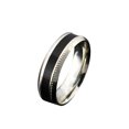 thumbnail image 1 of Banda de Acero Inoxidable Fernando Con Anillo De Confort Con Tira Negra Talla 10, 1 of 6