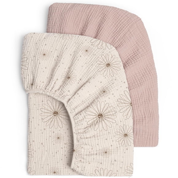 Lulumoon Drap-housse de Lit de Bébé en Mousseline : Draps-Housses de Lit de Bébé en Coton Doux pour Tout-Petit Fille et Garçon - Drap de Matelas de Lit de Bébé Respirant 28 Pouces