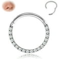 thumbnail image 6 of Hinged CZ Septum Rings - 316L Surgical Steel Nose Rings Hoops for Women 20G/18G/16G Cartilage Earrings Conch Piercing Jewelry Helix Rook Tragus Lobe Daith Snug Belly Button Ring 6mm-10mm, 6 of 12
