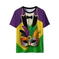 thumbnail image 2 of Uootdi Womens Mardi Gras Festive Tops Crew Neck Funny Graphic Tuxedo Short Sleeve T Shirt Tropical Holiday Vacation Novelty Shirts Gift, 2 of 8