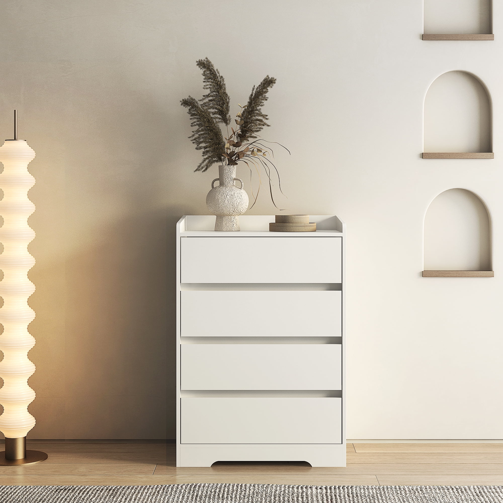 Kepooman 4 Drawer Modern Vertical Dresser, White Freestanding Storage Cabinet for Bedroom Living Room Entryway Kepooman 4 Drawer Modern Vertical Dresser, White Freestanding Storage Cabinet for Bedroom Living Room Entryway
