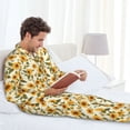 thumbnail image 6 of Naloa Classical Cute Sunflower Men’s Pajamas Set - Long Sleeve Button Down Sleep Shirt and Pajama Bottoms Sleepwear Set-Large, 6 of 7