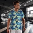 thumbnail image 3 of Wukai Hawaiian Style Print Men's Short-Sleeved Mesh T-Shirt,Quick-Dry Short Sleeve Workout T-Shirt-, 3 of 8