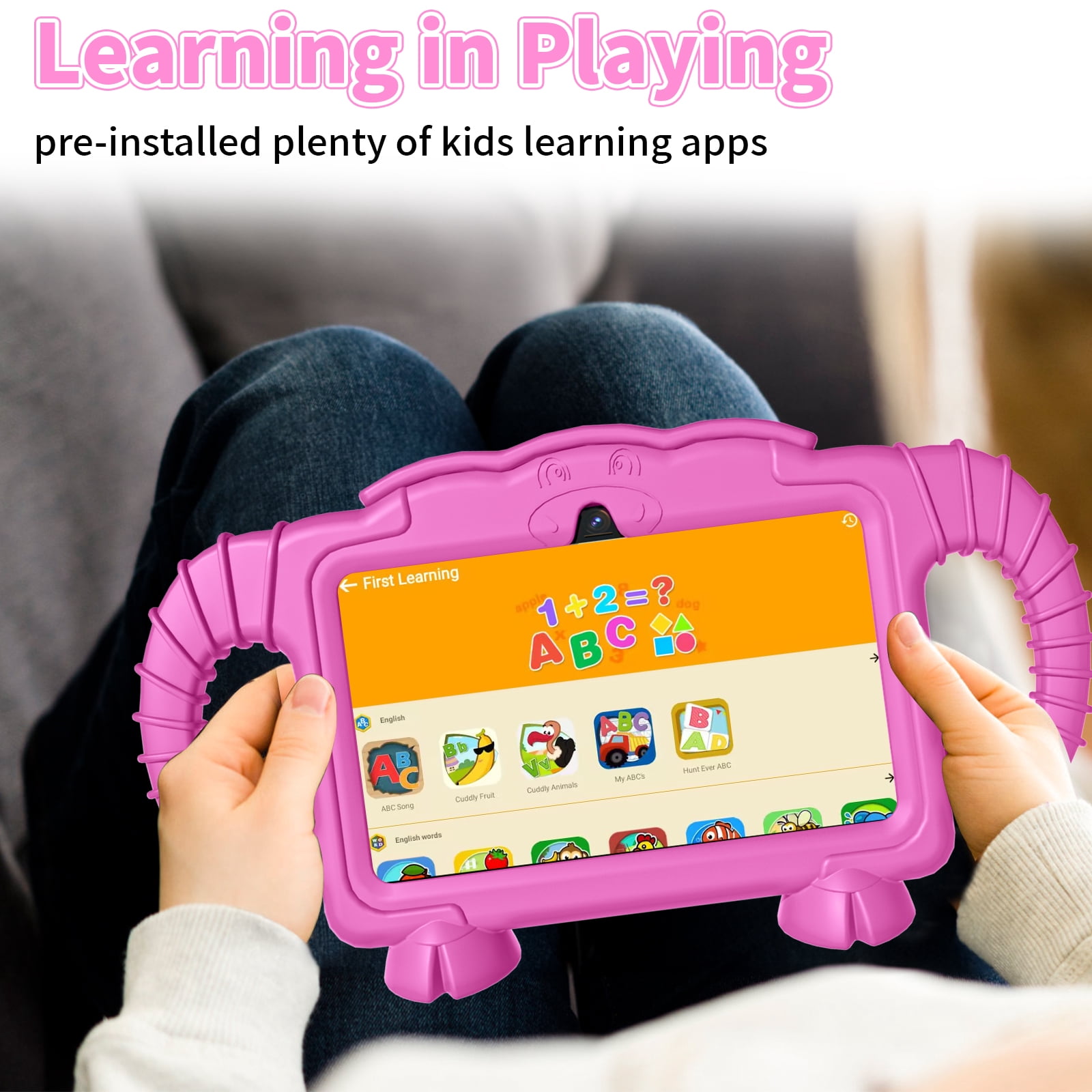 Kids Tablet, 7 inch Android Tablet for Kids, 6GB RAM 32GB ROM Quad-Core Toddler Tablet with Shockproof Case, Bluetooth, WiFi, Parental Control, 2MP+2MP Dual Camera, GPS, Games
