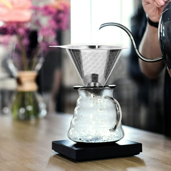 Tineasur Stainless Steel Coffee Dripper Manual Brew Portable Lightweight Coffee Maker for Home and Travel