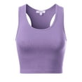 thumbnail image 3 of MixMatchy Women's Cotton Basic Sleeveless Racerback Sports Crop Tank Top, 3 of 4