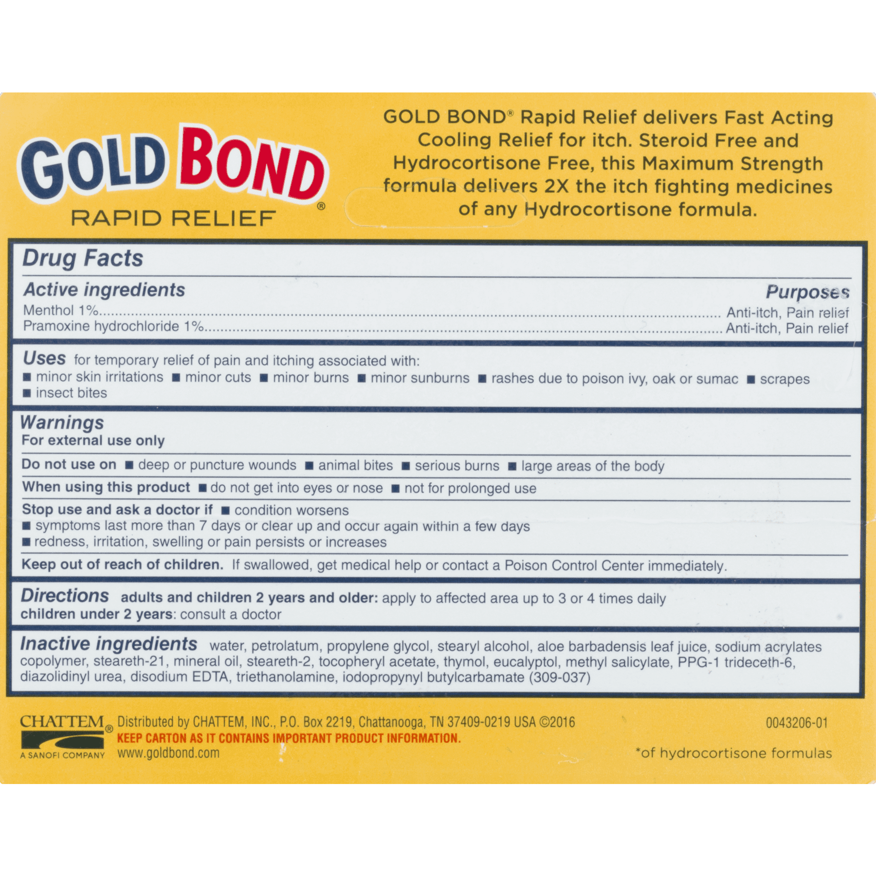 Gold Bond Rapid Relief Anti-Itch Cream, 1.25 OZ