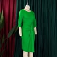 thumbnail image 4 of AURA Plus Size Women High Waist Pleated Pencil Midi Dress Elegant Office Commuter Style, 4 of 9