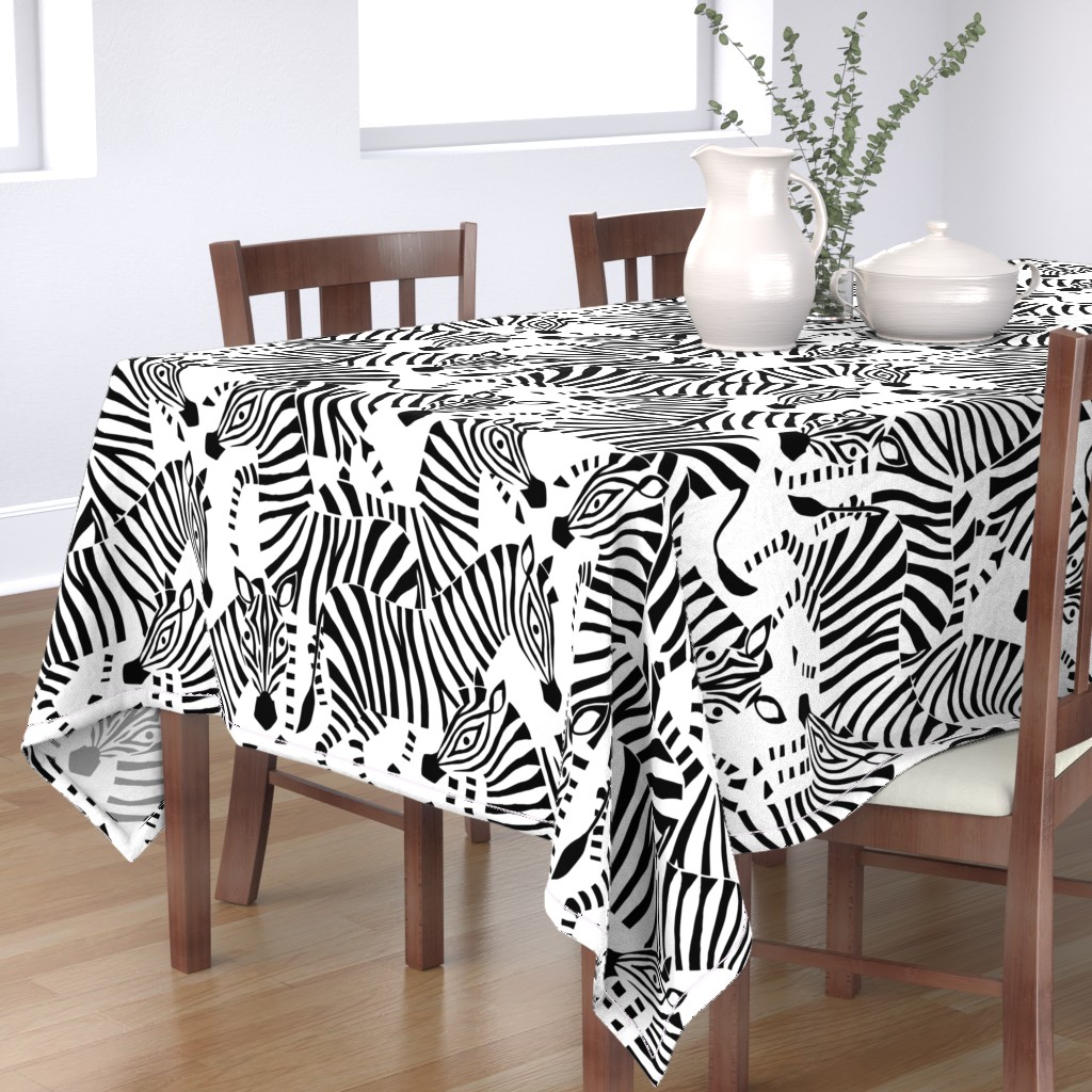 Abstract Zebra Cotton Sateen Tablecloth by Spoonflower Animal Print Tablecloth Zebra by