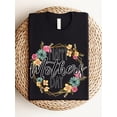 thumbnail image 3 of Floral Happy Mother’s Shirt Funny Mom Life Tee Mother’s Gift Cute Mama T-Shirt for Women Black White 100% Heavy Cotton Casual Comfort Wear S-XL, 3 of 8