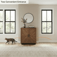 thumbnail image 3 of Unipaws Large Cat Litter Box Enclosure, Wooden Cabinet with Charging Station for Self-Cleaning & Auto Litter Boxes, Dog Proof Cat House for Top Entry Litter Box, Walnut&Black, 3 of 8