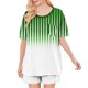 thumbnail image 5 of Conjunto de pijama de mujer de moda de color sólido de manga corta cuello redondo y pantalones con poliéster suave, desgaste de casa transpirable para verano diario, 5 of 7