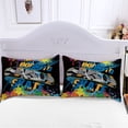 thumbnail image 3 of Colecciones de ropa de cama Patrón de monopatín Patrón de artículos de casa Fibra de poliéster Conjunto de colchas multicoloras para jóvenes adultos edredón S 3 piezas Eigraketly HA012079-01, 3 of 7