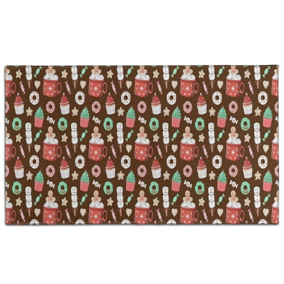 Brown Christmas Dessert Pattern Door Rugs,Washable Non Slip Door Mats Indoor,Decorative Door Mats,Entry Mat Indoor for Entrance,Bedroom,Kitchen,Bathroom,17"x30"