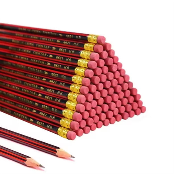 100 Lápices de Dibujo de Madera, Lápices de Mina HB con Borrador, Lápices de Dibujo para Niños, Papelería Escolar.