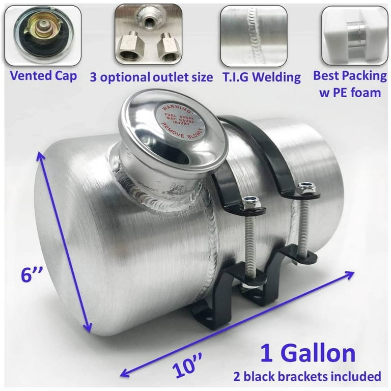 JSD 1 1/4 Gallon Spun Aluminum Small Universal Gas Tank/ Fuel Tank 6 X 12 In Center Fill 1/4" NPT Outlet, Fuel Tanks - Canada - Foto 2
