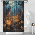 thumbnail image 2 of Halloween Ghosts Horror Pumpkin Waterproof Polyester Quick-Drying Shower Curtain for Bathroom with 12 Hooks, 2 of 5