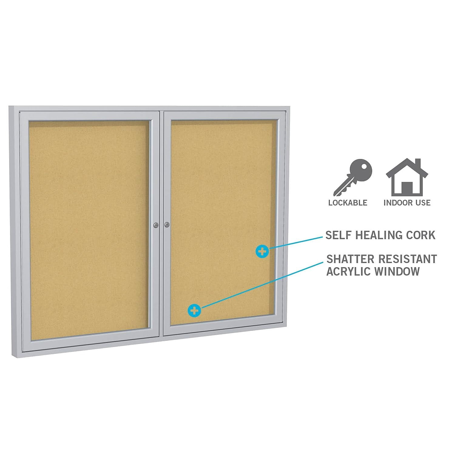 Ghent's Wood 48" x 60" 2 Door Enclosed Bulletin Board in Natural