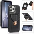 thumbnail image 5 of Compatible with iPhone 13 Pro Wallet Case PU Leather Crossbody Strap Lanyard Clasp Durable Card Holder Slot Protective Cover for Women Girls Black, 5 of 5