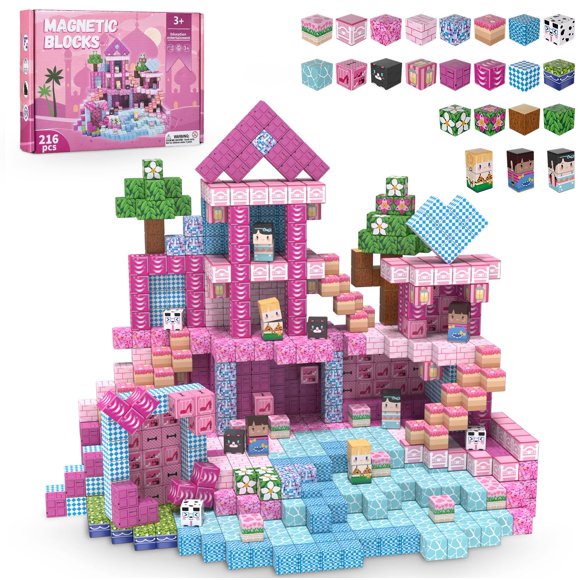 Bloques de Construccion Magneticos ADAH CJ-F701 Set 216 Piezas Castillo de Princesas STEM