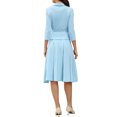 thumbnail image 3 of INSPIRE CHICBusiness Skirt Suit Sets for Women's 2 Piece Outfits Office 3/4 Sleeve Blazer Jacket Pleated Skirts XS Sky Blue, 3 of 6