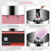 ROVSUN Cotton Candy Machine Maker 21 Inch Stainless Steel Bowl, Electric Candy Floss Maker Machine w/Cover Sugar Scoop and Large Storage Drawer for Commercial Home Party Carnival, Pink