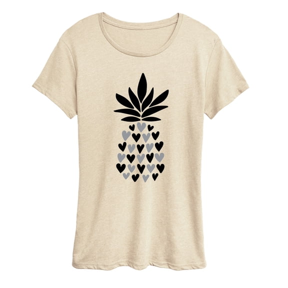 Instant Message - Black & White Heart Pineapple Short Sleeve Graphic T-Shirt
