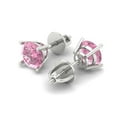 thumbnail image 2 of Clara Pucci 2Ct Pink Round Cut VVS1 Screw Back Stud 18k Solid hypoallergenic Gold Designer Earrings For April, 2 of 7