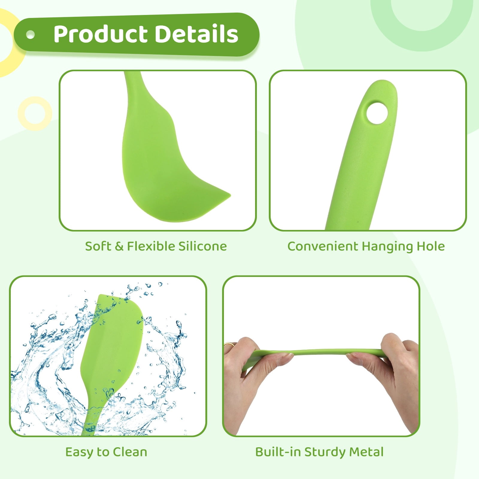 36 Pack 8.3" Nonstick Silicone Spatulas –  Heat-Resistant Food Grade Mixing Scrapers | 6 Colors Long Handle with Hanging Hole for Baking, Cooking, Butter & Cream