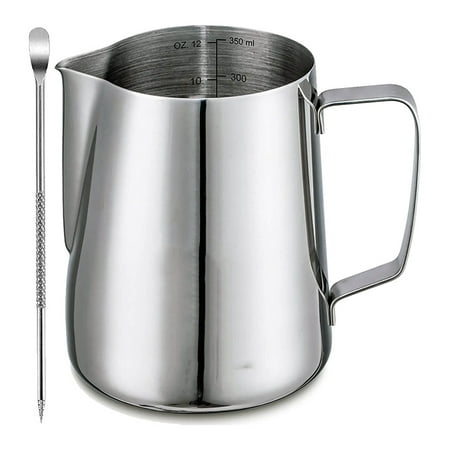 

Milk Frothing Pitcher Latte Cup - Stainless Steel Pitcher Latte Art Espresso Machine Accessories Steaming 12 Oz (350Ml)