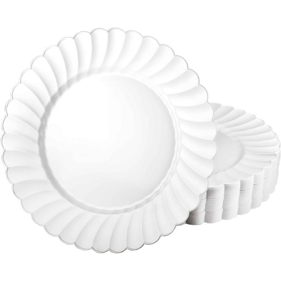 EcoQuality 7.5 inch White Pearl Salad Plate – Elegant Disposable Tableware for Weddings Parties and Events – Durable and Reusable Design – Perfect for Catering Buffets (50)