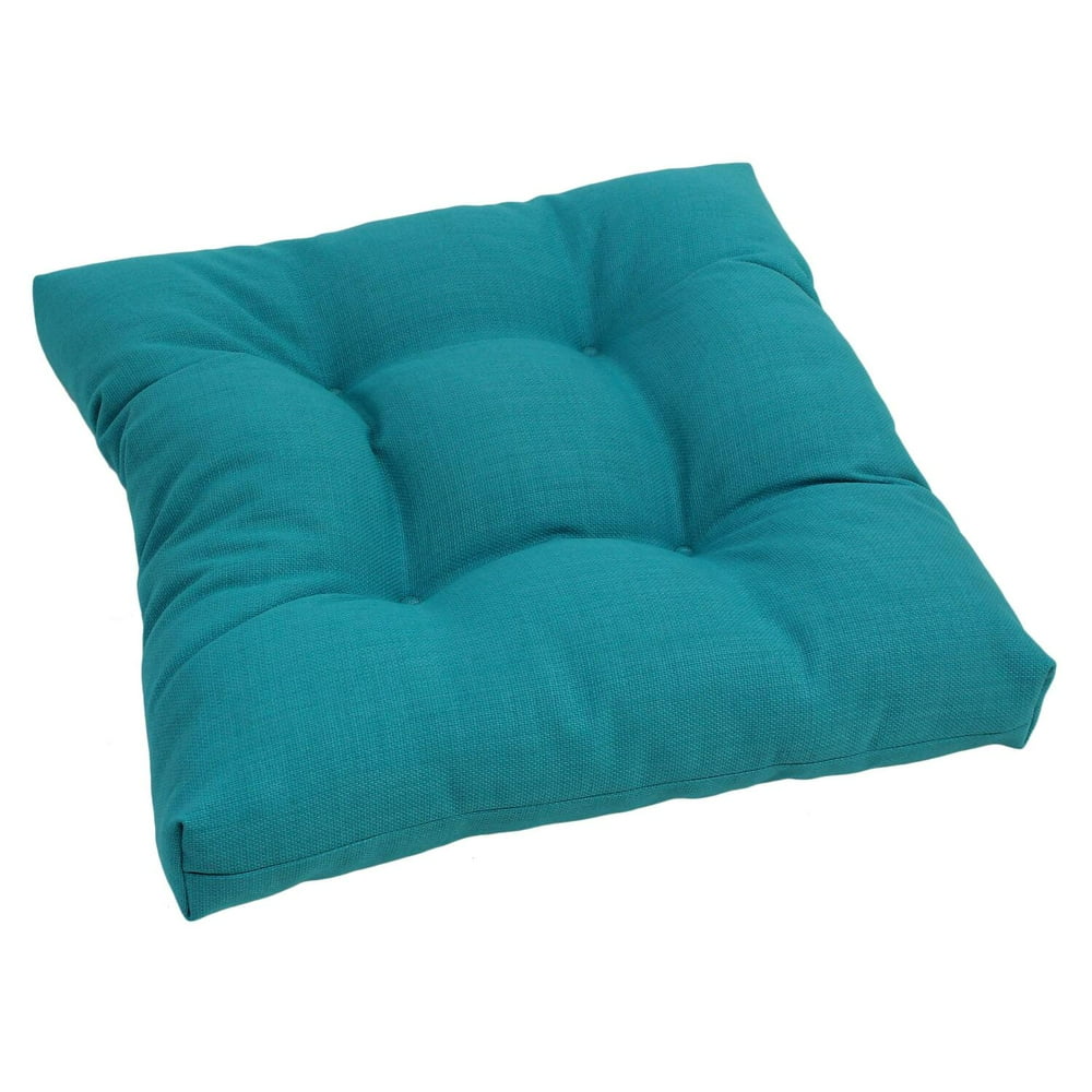 19-inch Squared Spun Polyester Tufted Dining Chair Cushion-Color:Aqua