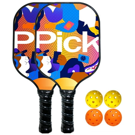 ASG Pickleball Paddles Set of 2  Graphite Face Pickleball Paddles with Honeycomb Core and Premium Comfort Grip  Equipment with 4 Balls  Pickle-Ball Racquet with1 Portable Bag fo