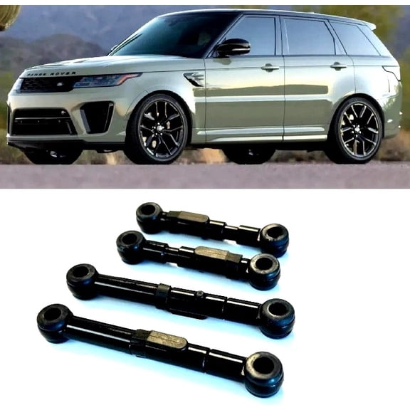 ANODIZED BLACK ALUMINUM ADJUSTABLE AIR RIDE SUSPENSION 2-INCH LOWERING LINKS KIT COMPATIBLE WITH LAND ROVER RANGE ROVER SPORT L494 2014-2022, PART # LRNJ MOTORWORKS#6