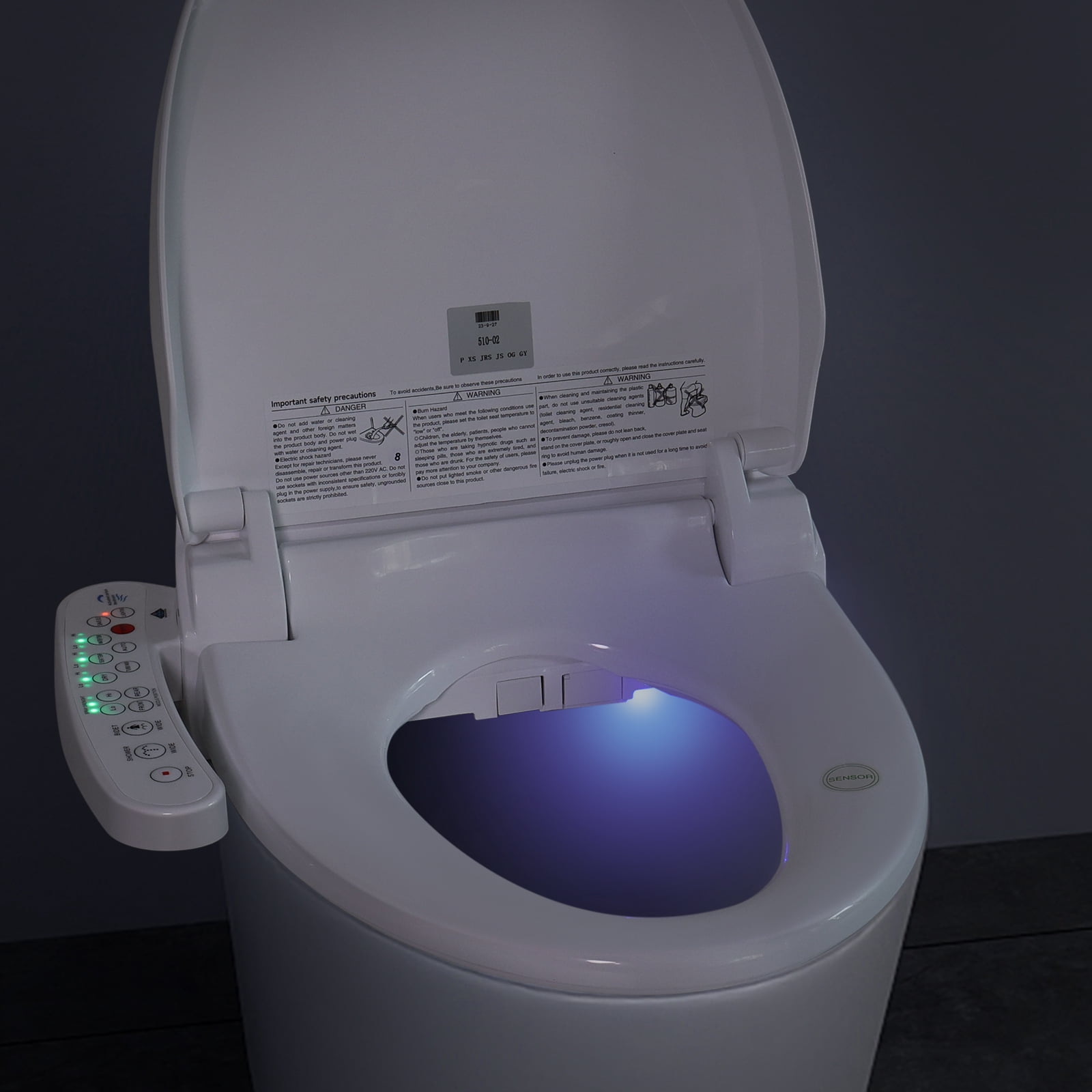 ELECWISH Electric Bidet Toilet Seat with Heated Automatic Induction Spray Dryer Night Light,White