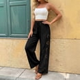thumbnail image 6 of CAIXIA Capris Pants for Women Cut Out Summer Casual Loose Flowy High Waisted Smocked Palazzo 2026 Lounge Beach Cropped Trousers, 6 of 7