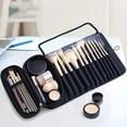 thumbnail image 6 of BYXAS Makeup Brush Holder Makeup Brush Bag Travel Case Pouch Cosmetic Bag Organizer Travel Portable Cosmetics Brushes Black Leather Case with Small Clear Bag for Makeup Artists (Black), 6 of 7